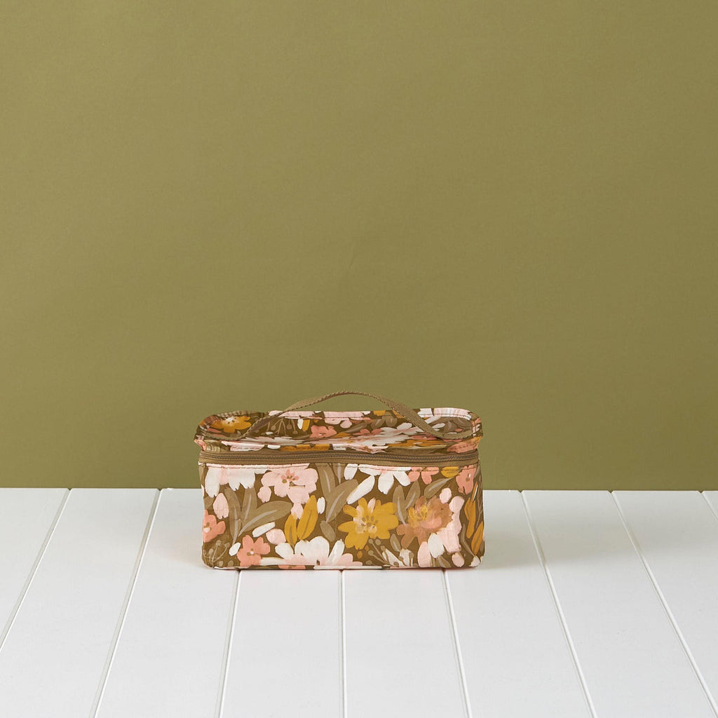 Toiletry Stash Bag - Khaki Floral