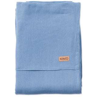 Washed Denim Blue Linen Flat Sheet- King