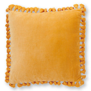Butterscotch Velvet Tassel Cushion